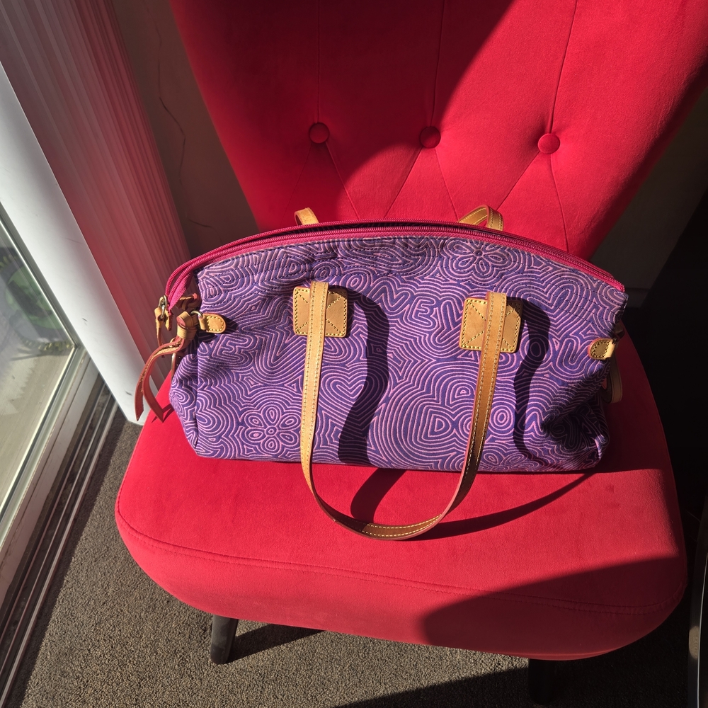 Dooney & Bourke Purple and Tan Shoulder Bag - Picture 7 of 7
